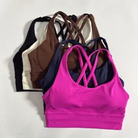Soutien-gorge de Fitness pour femmes, couleur unie, dos croisé, collants, gilet de Yoga, haute résistance, antichoc, haut de sport, Push Up avec coussinet de poitrine 1