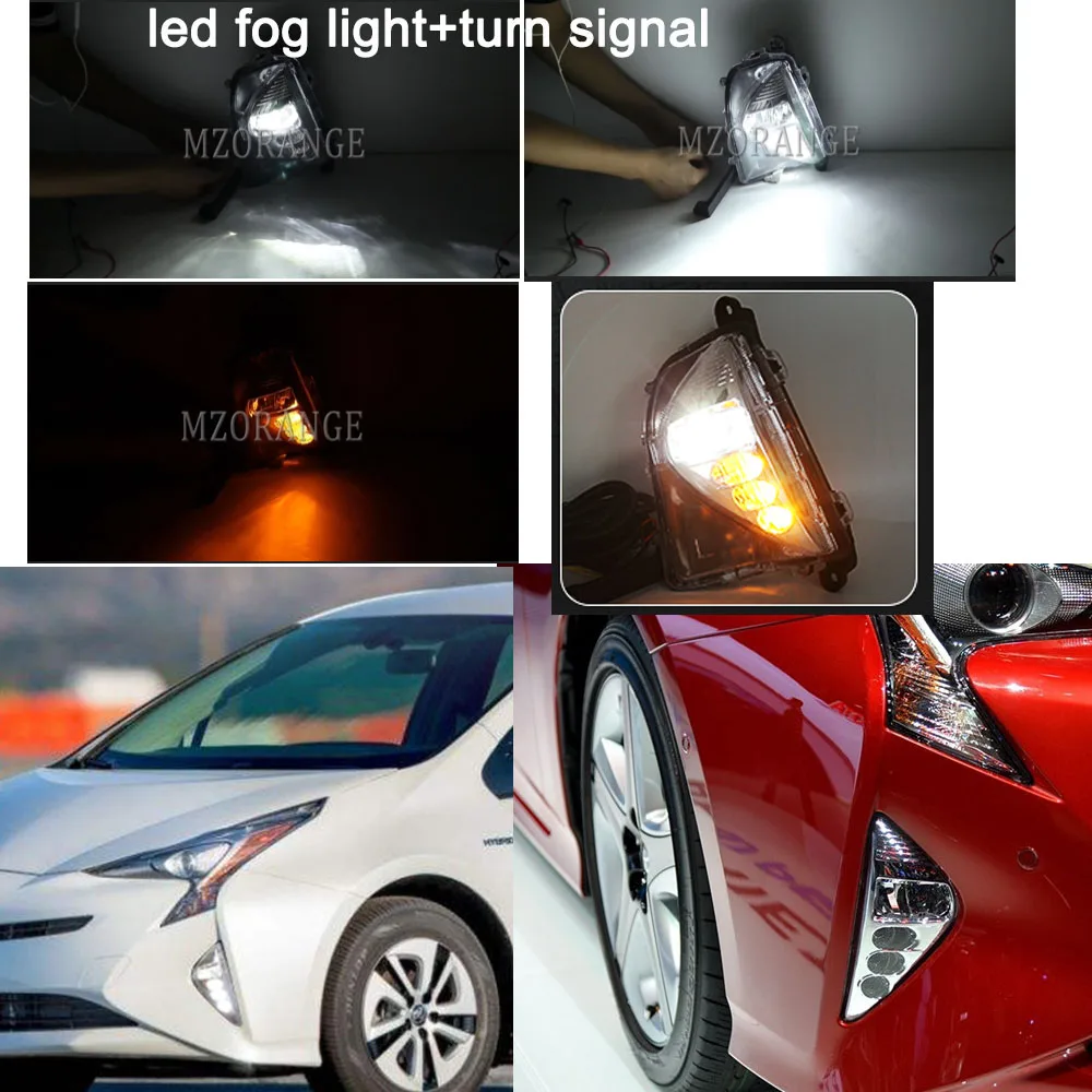 2xLED DRL Headlight for Toyota Prius 2016 2017 2018 Fog Lights Driving Fog Lamp Front Bumper Foglights Fog Light Accessories