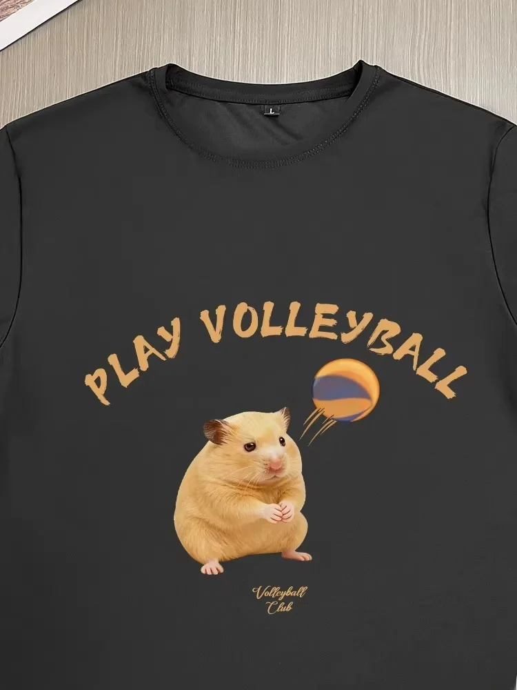 Quick Dry Lightweight Ice Silk Short Sleeve T-Shirt Couple Sports Casual Creative Pet Cute Volleyball Mouse Breathable T-Shirt