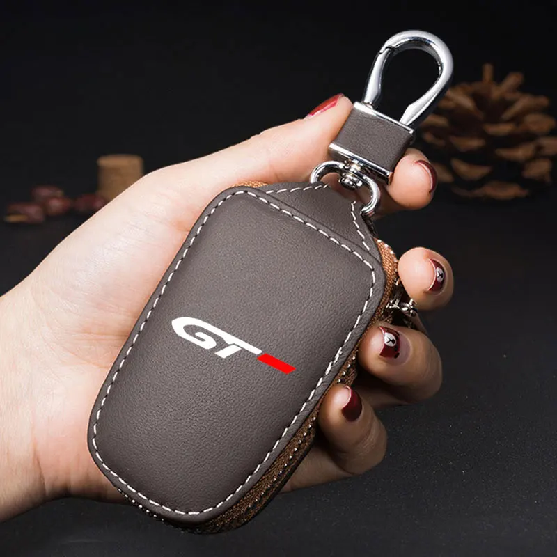 Car smart key case cover key wallet leather keychain protect For Peugeot GT GTline 308 508 2008 Rifter 5008 207 408 Accessories