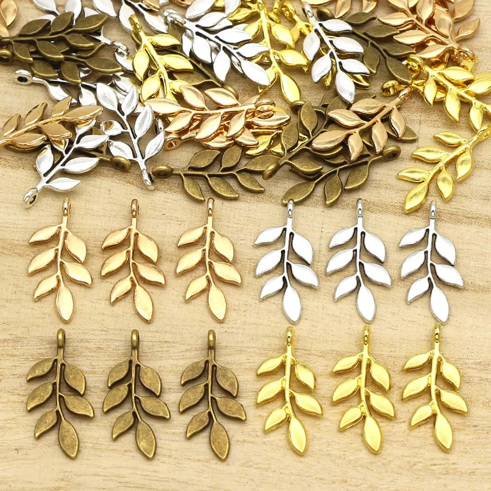 20Pcs leaf Charms 5 Colors Metal Alloy Plant Pendants Willow Leaves Charm DIY Earrings Jewelry Making Accessories