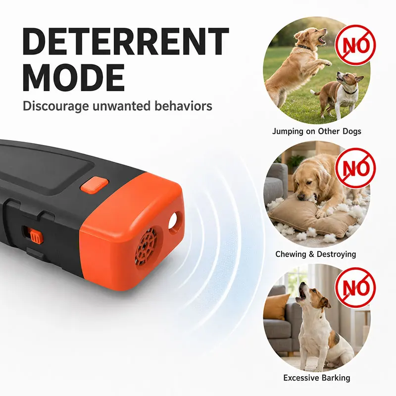 Ultrasonic Pet Dog Trainer Anti-bark Device with Flashlight USB Charging LED Flashing Light Dog Cats Repeller Indoor Outdoor