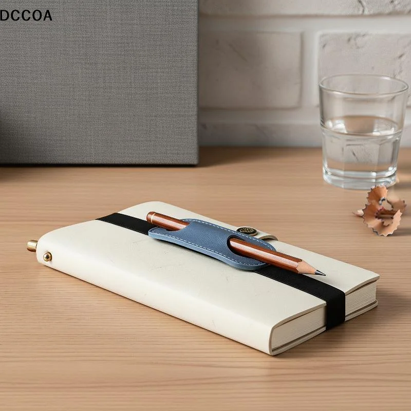 [COA]1Pcs Creative Pen Clip Notebook Pen Protector Sleeve PU Leather Pen Holder With Elastic Band For Office School Supplies