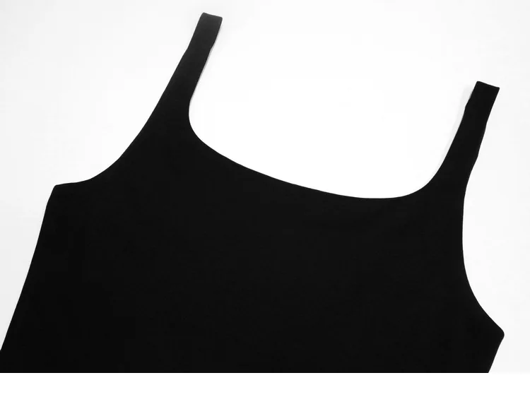 Nieuwe 2024 Zomer Zwart Sling Gebreide Midi-Jurk Hoge Taille Vierkante Hals Gebreide Slim Fit Tankjurken Voor Dameskleding