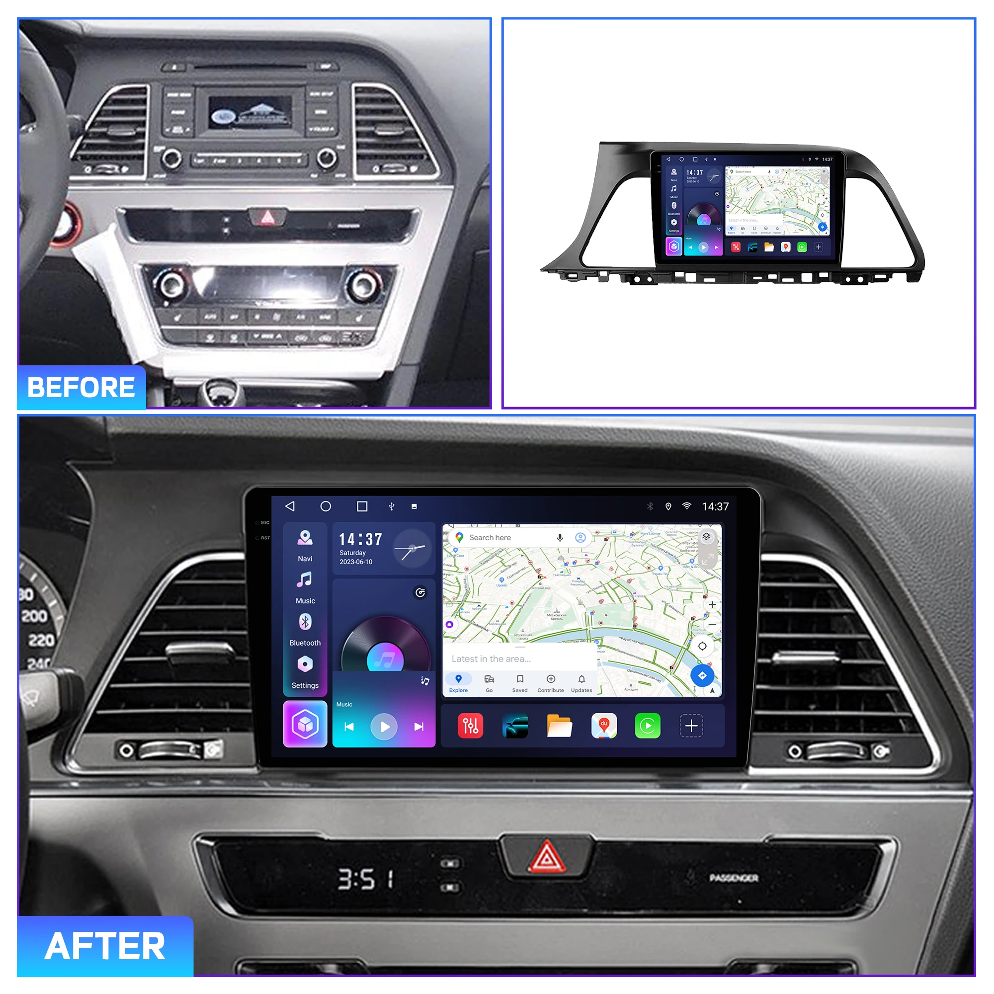Penhui for HYUNDAI SONATA 2015-2017 Android Car DVD Multimedia Player Screen Audio Video 2 Din DSP Bluetooth CarPlay Radio