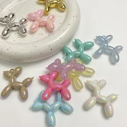 5pcs/lot Large AB Metallic Color Balloon Dog Pendant for DIY Hanging Hole Keychain Pendant Handmade Jewelry Material Accessories