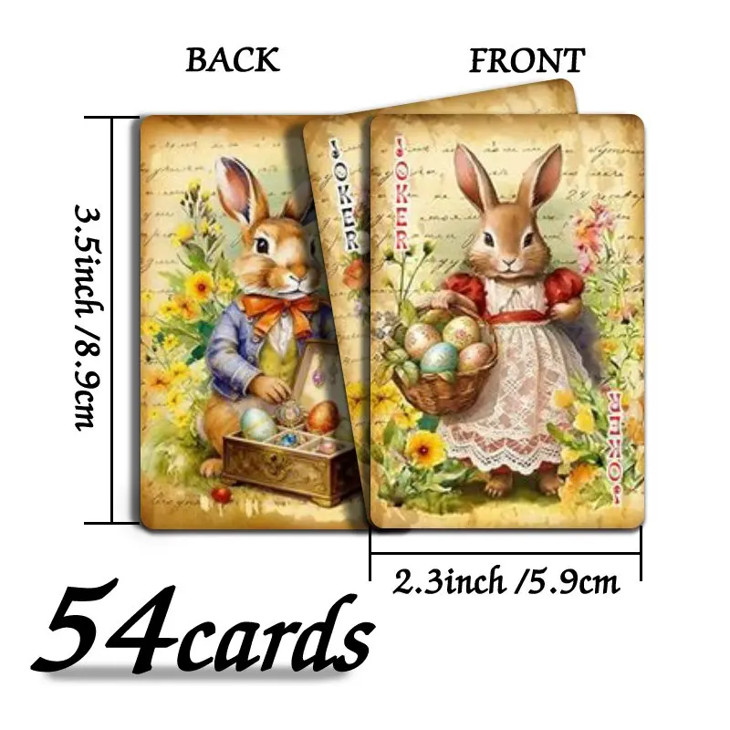 54pcs Bicycle Playing Cards, Poker Deck with Vintage Rabbit  Interesting Card Decks for Family Game Night Party Games