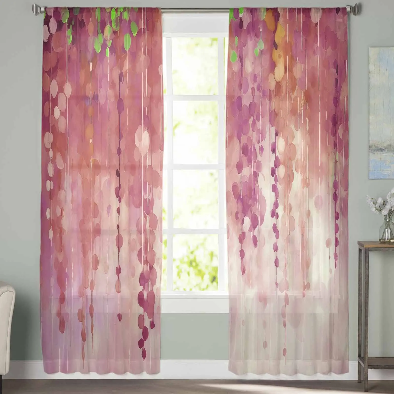 Flower Wallpaper Daisy Curtain For Living Room Bedroom Kitchen Window Tulle Curtains Home Essentials