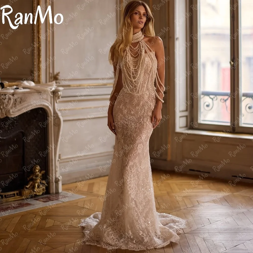 

Ranmo 2025 Изысканное свадебное платье русалки, роскошное свадебное платье без бретелек, кружевное свадебное платье без рукавов по индивидуальному заказу, Vestidos De Novia со шлейфом