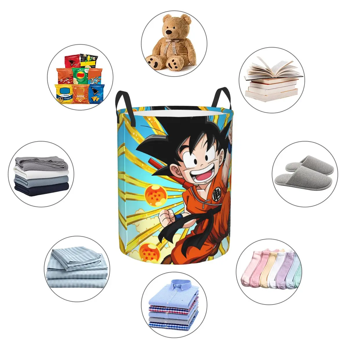 D-Dragon B-Ball Z Gokus Laundry Basket Collapsible Large Capacity Clothes Storage Bin Science Fiction Animation Baby Hamper view 6
