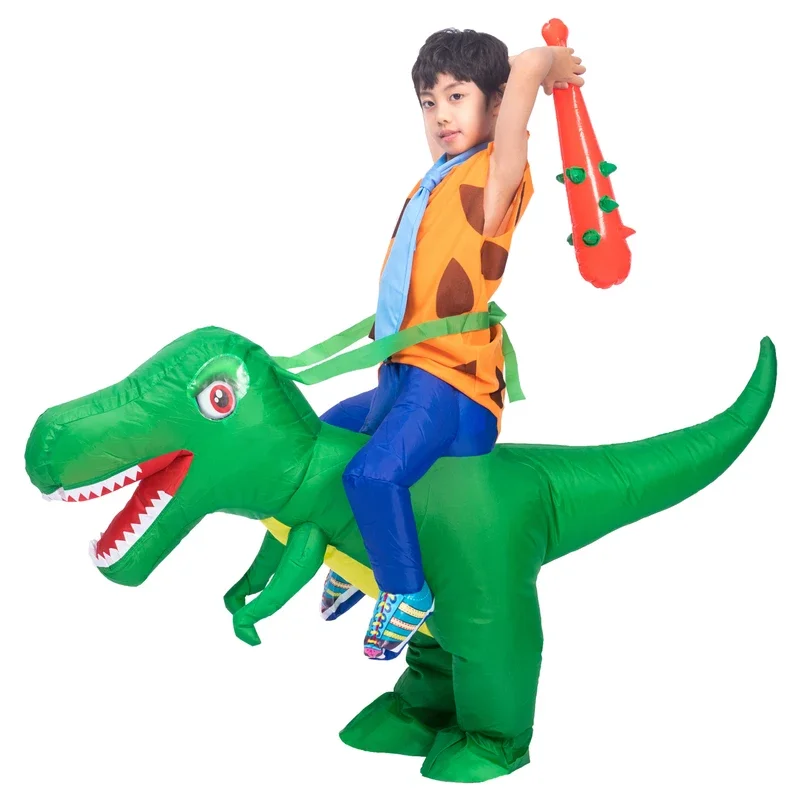 MN1 chłopcy człowiek jaskini Fred jazda dinozaur nadmuchiwany kostium dziecko dzieci Halloween Purim Party napompowane przebranie Cosplay9 * Jy