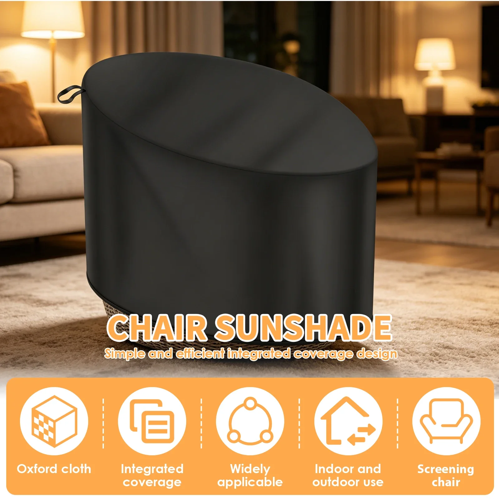 Papasan Chair Cover Waterproof Dustproof Cover with Bottom Drawstring & Storage Bag Patio Furniture Seat Cover for Home Outdoor