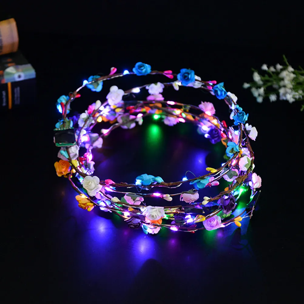 

7Pcs LED Flower Headband Flower Wreath for Party Festival Birthday Wedding Hawaiian Women