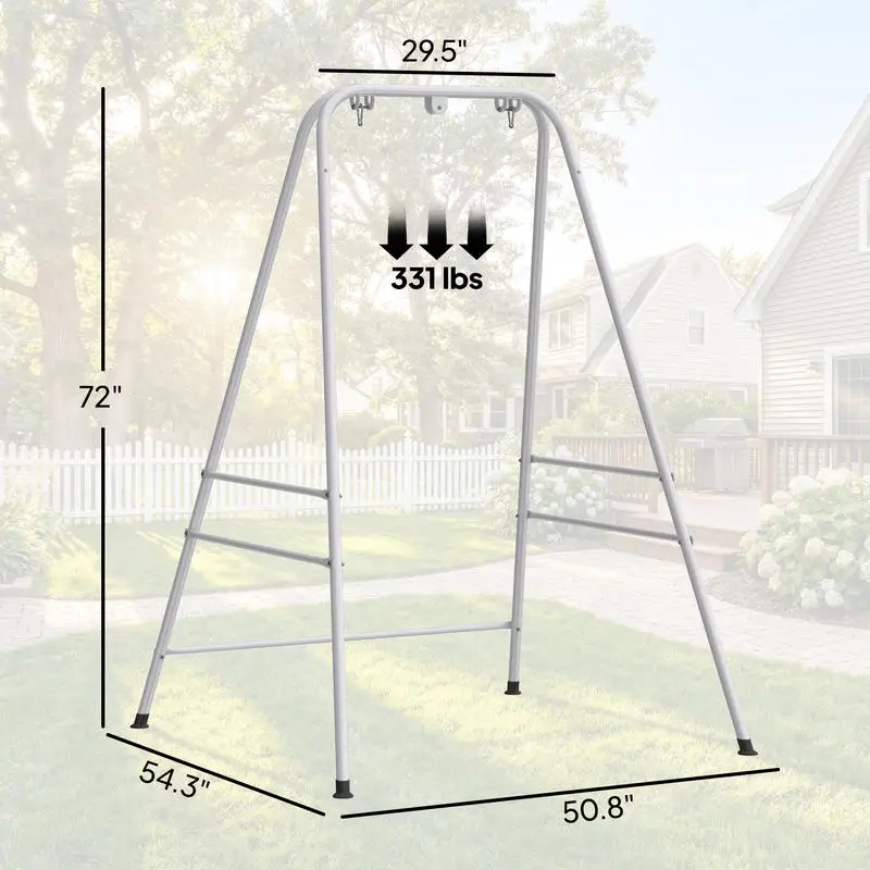 Outsunny Hammock Chair Stand  Indoor and Outdoor Use with Anti-Slip Foot Pads, 2 Carabiners, White view 3