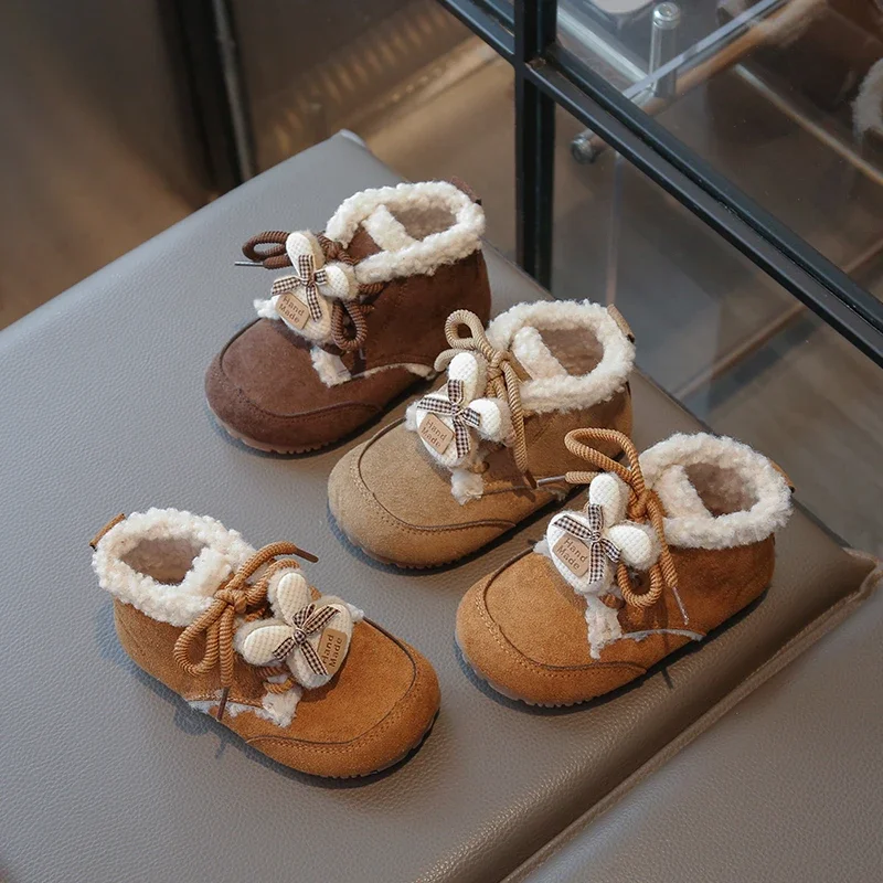 

Girls Winter Princess Cotton Boots New Cute Rabbit Kids Fashion Causal Ankle Boots Children Sweet Plush Boots for Wedding Party