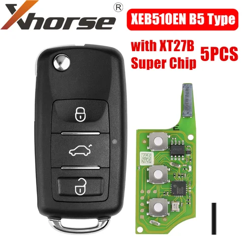 Xhorse-mando a distancia XEB510EN para Volkswagen, tipo B5, con Chip XT27B, lote de 5 unidades