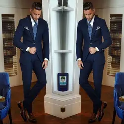 DV007 Navy Blazer Sets Suits Ropa Hombre Wedding Party Costume Casual Host Men's Suit Regular 2 Peices Sets Jacket+Pants