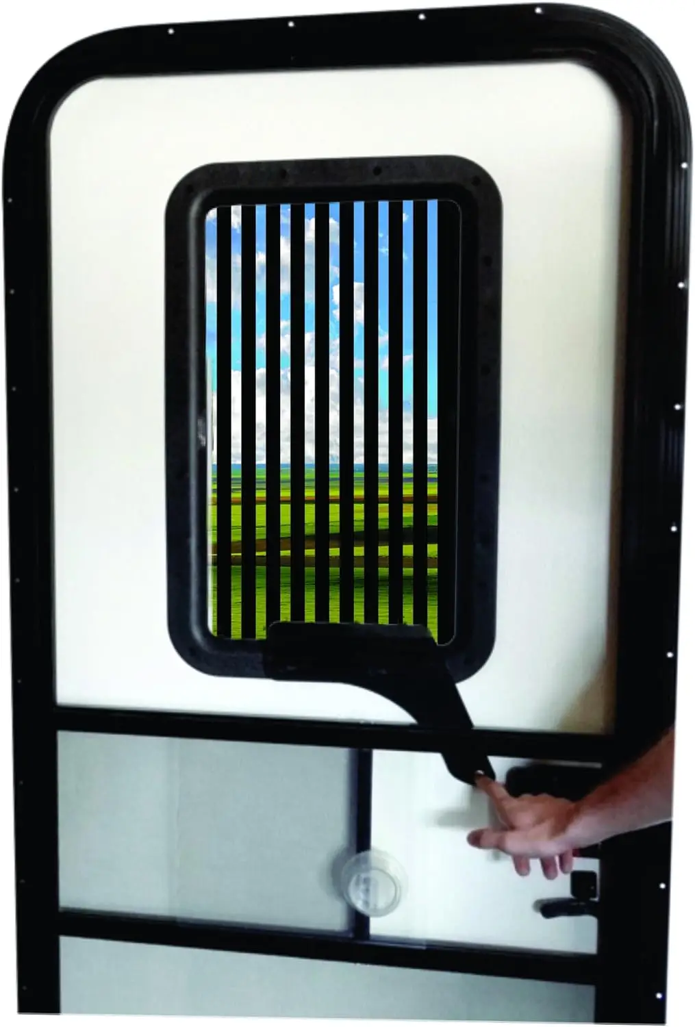 Window CloZures Shade, Controls Sun Glare, Privacy, and Outside View by Moving fingertip Lever, Without Opening Screen Door. Kit