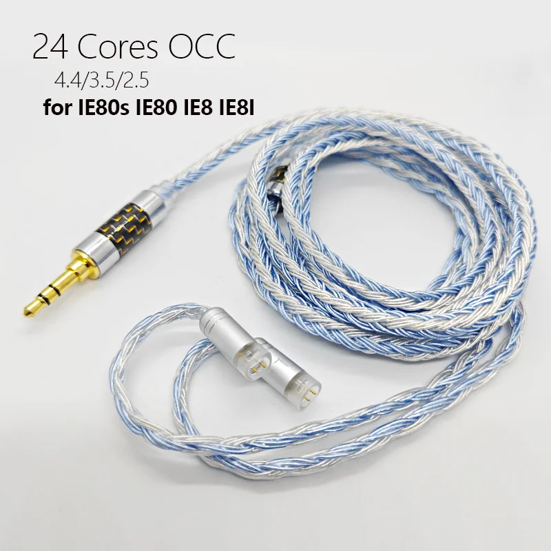 IE80 IE80S IE8I IE8 Cable 4.4mm Balance 24 cores with MIC OCC Silver Plated Upgrade 2.5 3.5 for Sennheiser earphones