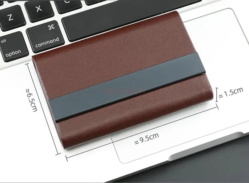 قطعة واحدة من صندوق بطاقات العمل مصنوع من جلد البقر الصغير، حامل بطاقات عمل ذو سعة كبيرة للتخزين، محمول وسهل الحمل #3