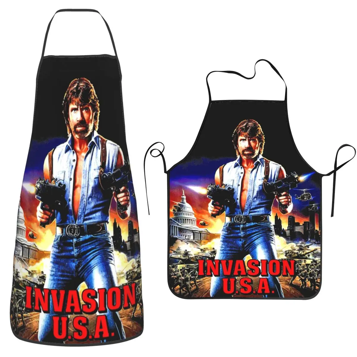 

Invasion USA Active Essential Chuck Norris Apron Chef Cooking Baking Tablier Sleeveless Bib Kitchen Cleaning Pinafore
