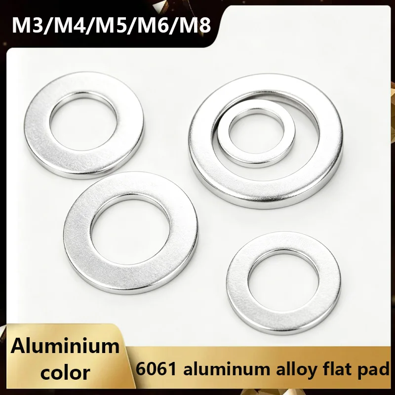 6061# Aluminum Alloy M3 M4 M5 M6 M8  Gasket Ultra-thin Metal Screw Flat Washer Standard Thickness-Increasing Meson Washer