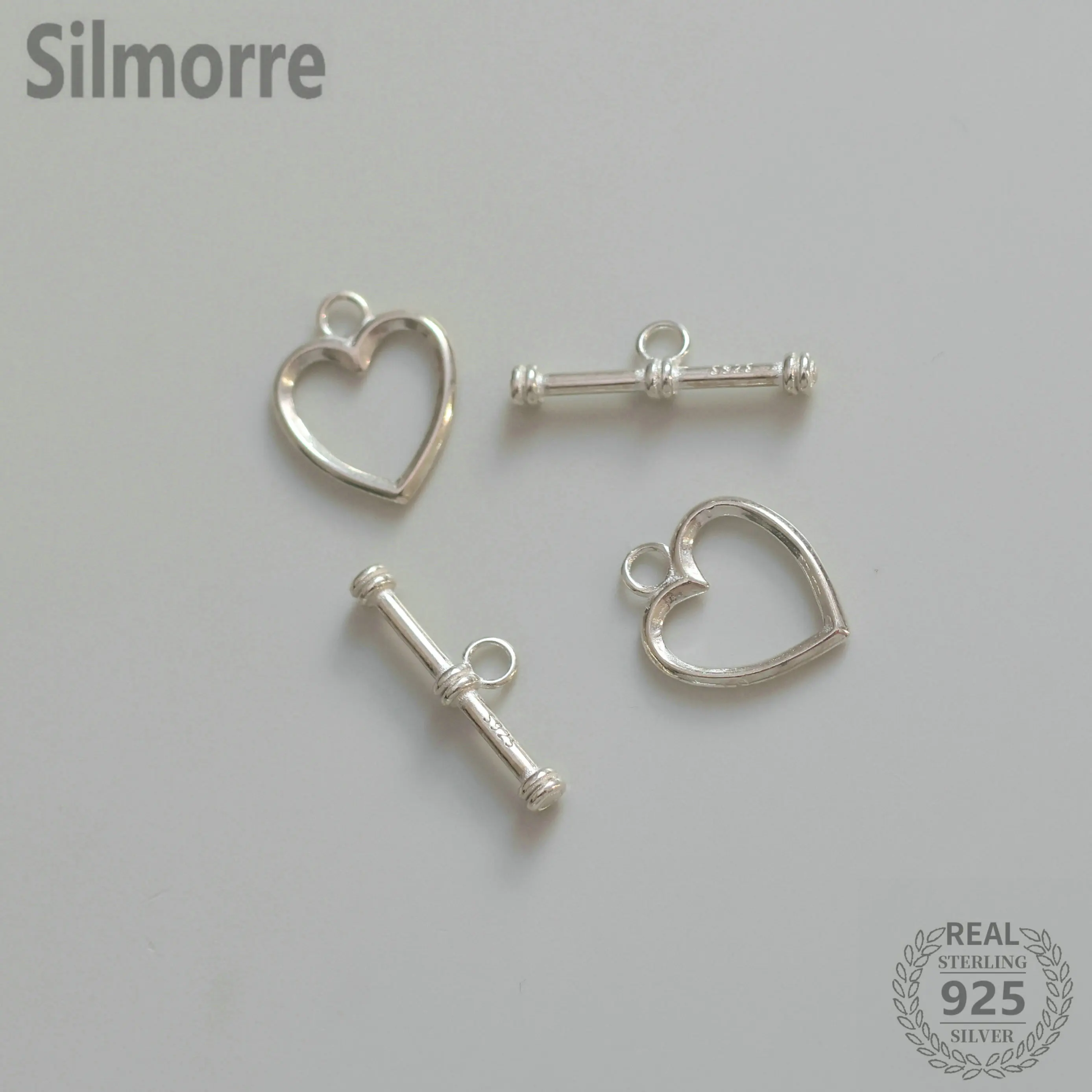 

1SET 100% Solid 925 Sterling Silver Heart Shape OT Clasp&Hook Connector for DIY Fine Jewelry Finding JQ0149