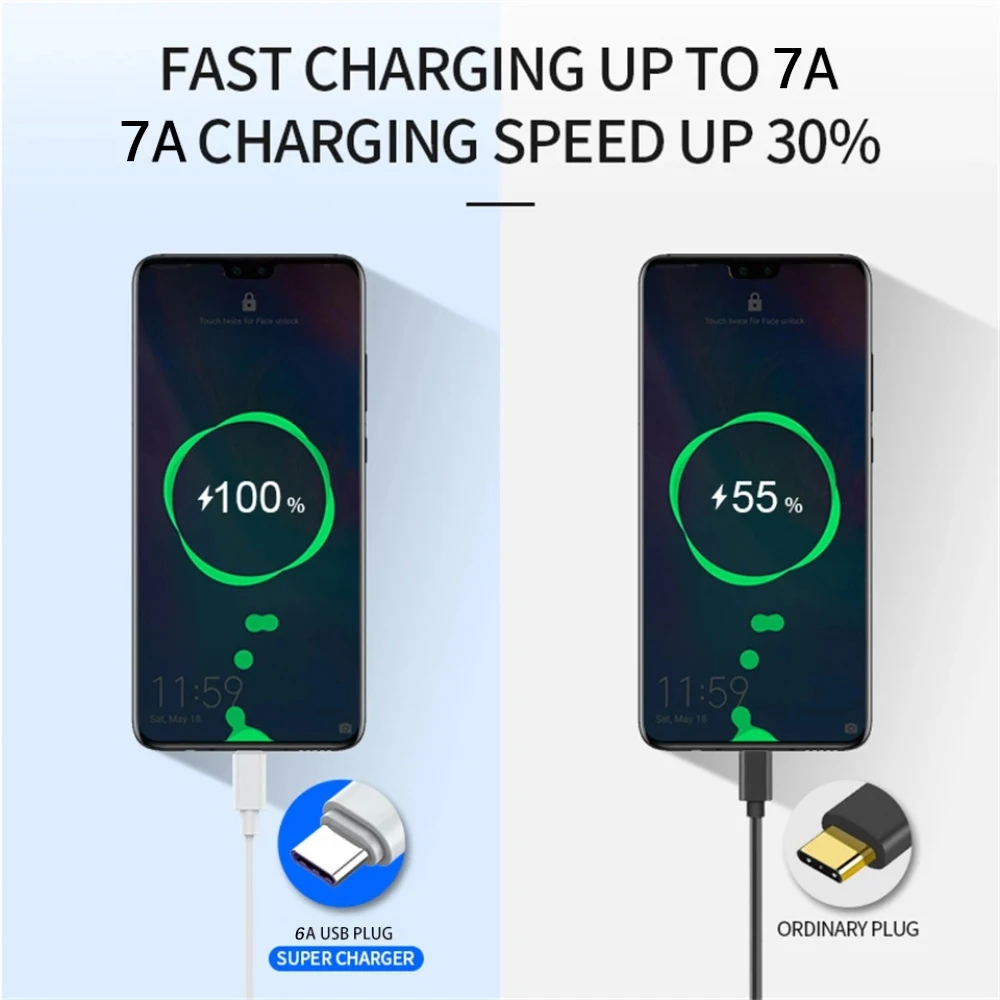 PD 100W Type C Cable Super Fast Charging Phone Charger Data Cord For Huawei P50 P40 Honor Samsung Xiaomi USB C Quick Charge Wire