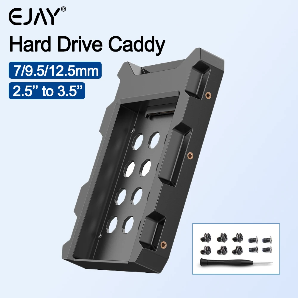 

EJAY 2.5 to 3.5 inch Hard Drive Caddy Support SATA 3.0 Support 7 / 9.5 / 12.5mm 2.5 inch SATA HDD and SSD Computer Accessories