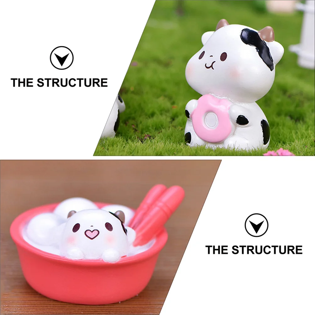 

7Pcs Resin Cow Miniature Figurines Cartoon Style for Desk Window Patio Miniature Cow Figures Collection Garden Ornaments