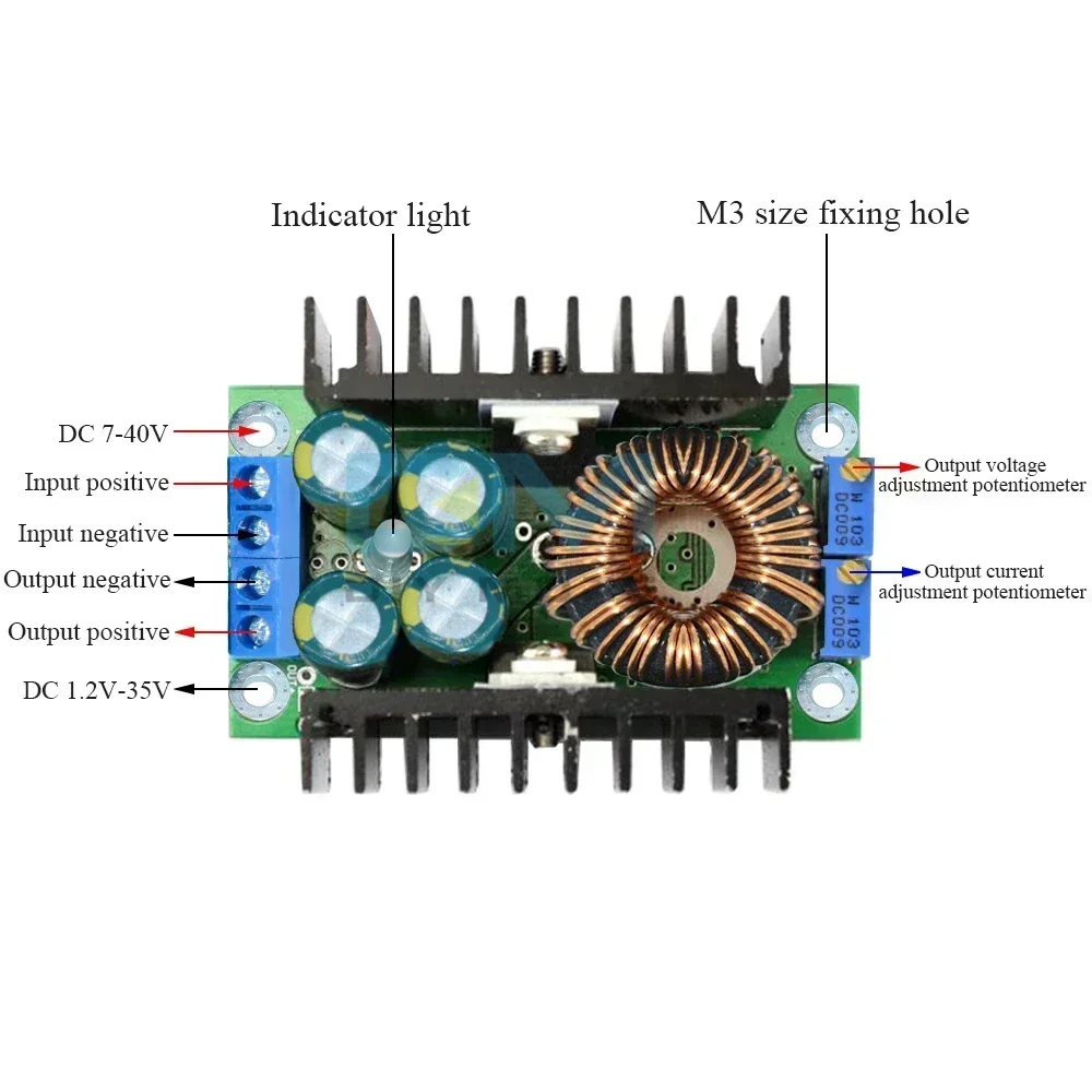 DC-DC 9A 300W 150W Boost Converter Step Down Buck Converter 5-40V To 1.2-35V Power module 400W 15A DC Step-up Boost Converter