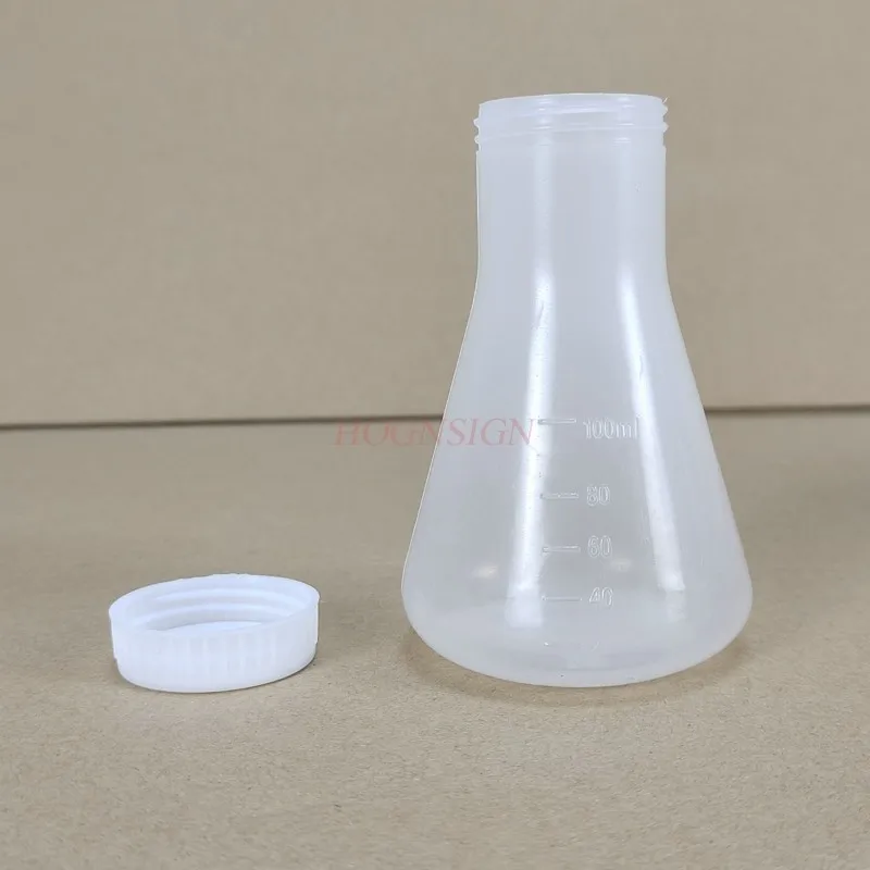 Chemistry Teaching Supplies Plastic Conical Flask Erlenmeyer Flask Conical Flask Wide Mouth Plastic Shake Flask Bottle with Cap