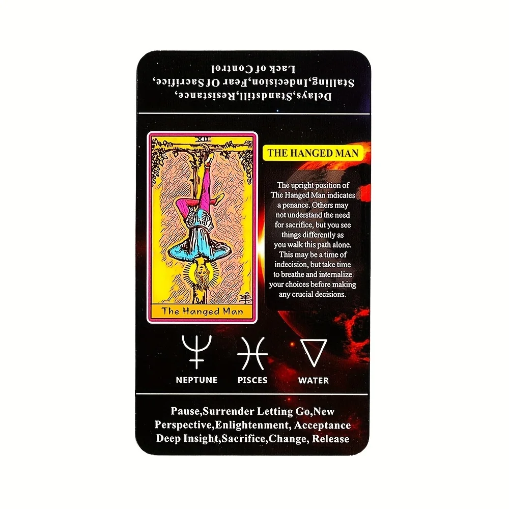 Tarot Cards For Beginners With Meaning On Them, 78pcs-Cards Pocket Size Tarot Learning Deck, Fortune Telling Game