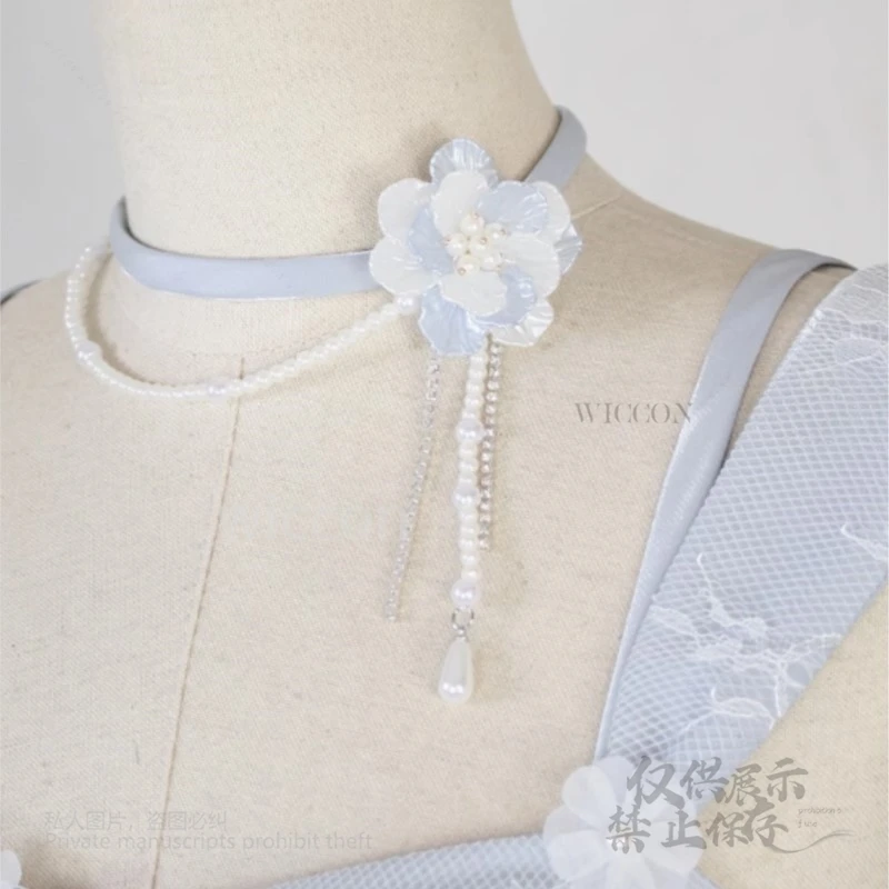 Heroine Cosplay Costume Blue Dress Lolita Set Necklace Dress Outfits Women Game Love and Deepspace Halloween Party Customized