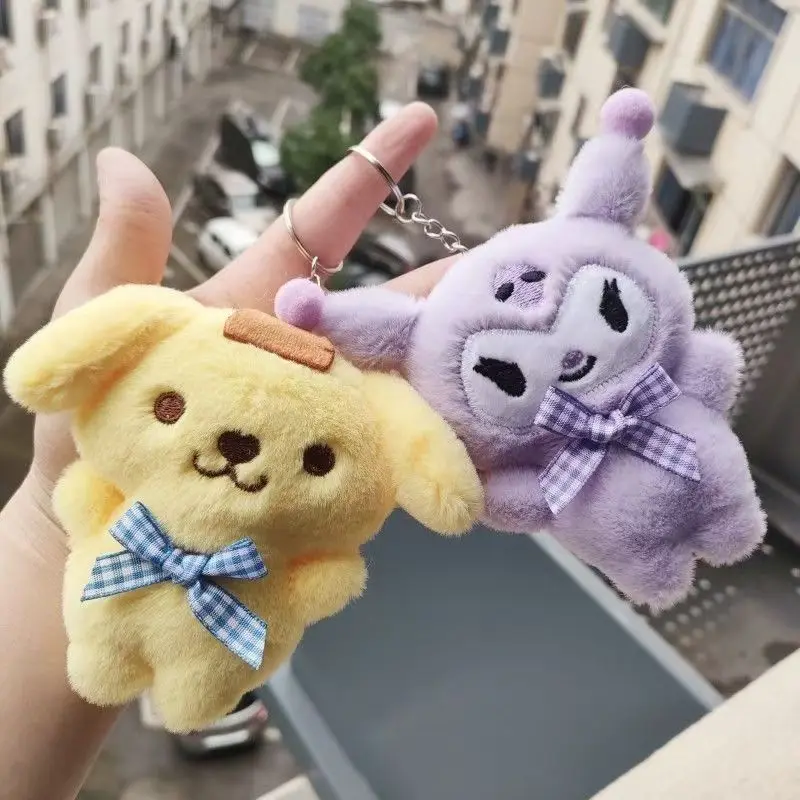 Cartoon Kawaii Sanrio KUROMI Cinnamoroll MY MELODY POMPOMOURIN Plüsch Rucksack Anhänger Schlüsselanhänger Mädchen Geburtstag Weihnachtsgeschenke
