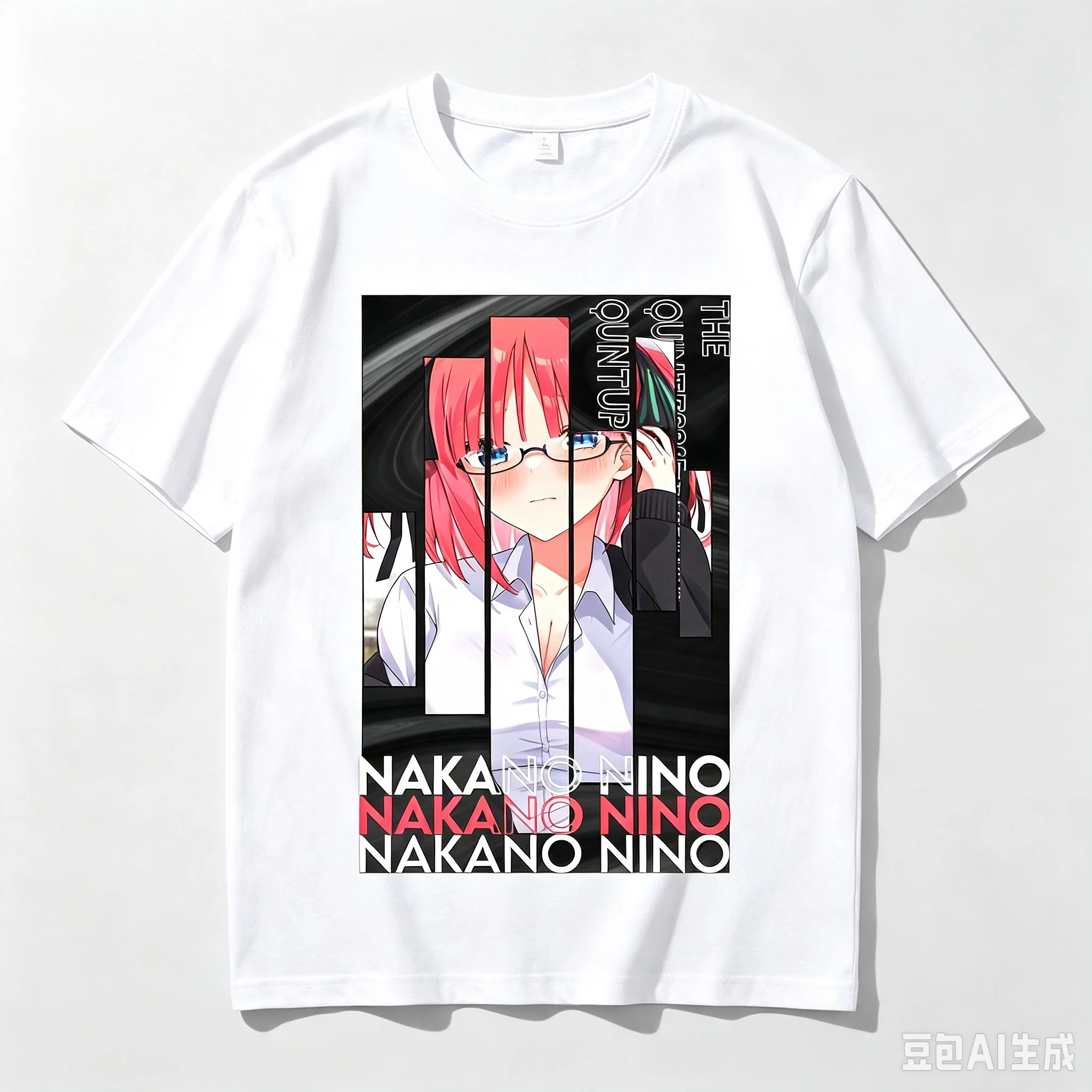 Unisex Casual Crew Neck Short Sleeve T‑shirt Printed with Nakano Nino Split Fragment The Quintessential Quintuplets T-Shirt