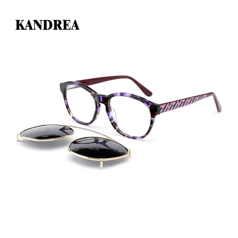 

KANDREA Acetate Cat Eye Sunglasses Women Magnetic Clip Vintage Optical Eyeglasses Frame Designer Polarized Sun Glasses FG1394G