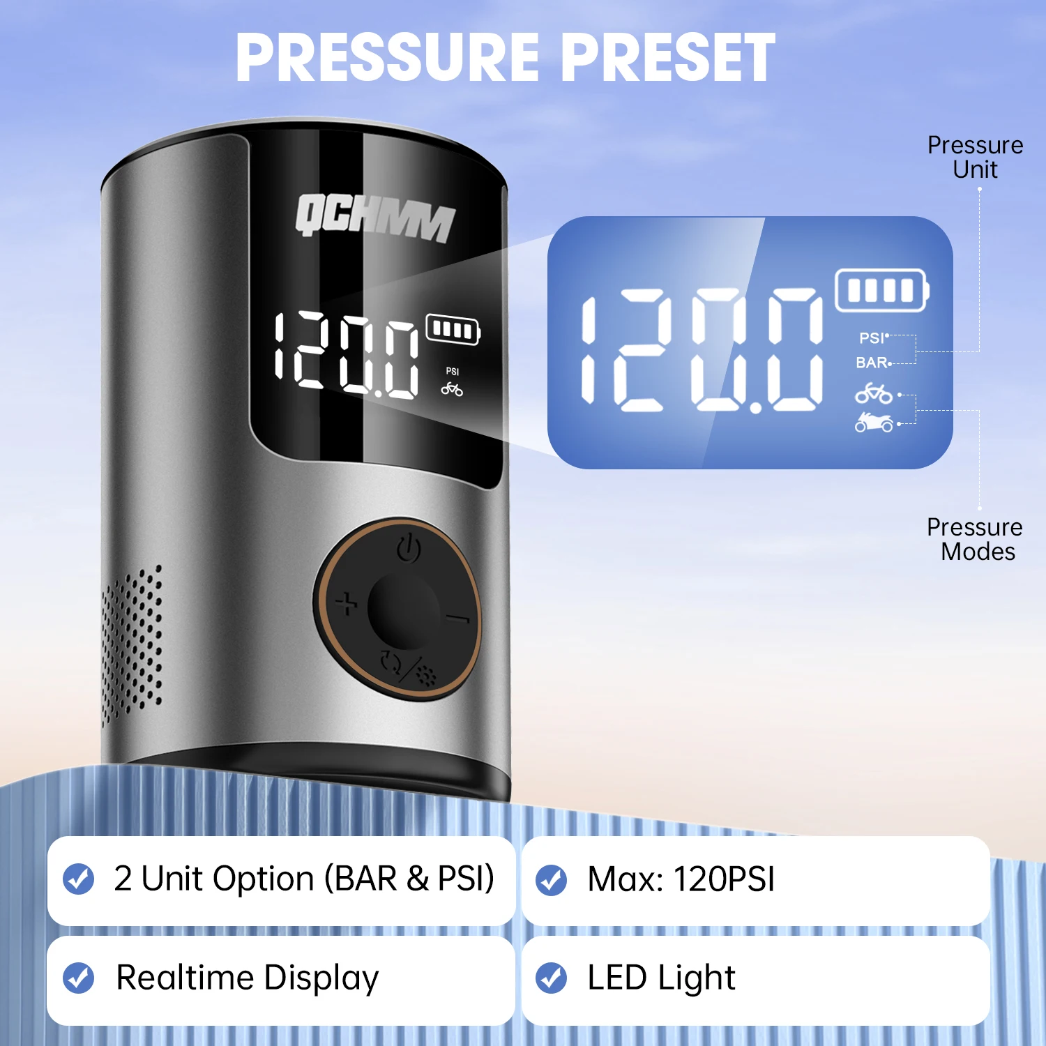 

Electric inflatable Bicycle pump, Ultra Small 150 PSI Bike Air Pump with LED Light, Suitable For Bicycles, Motorcycles