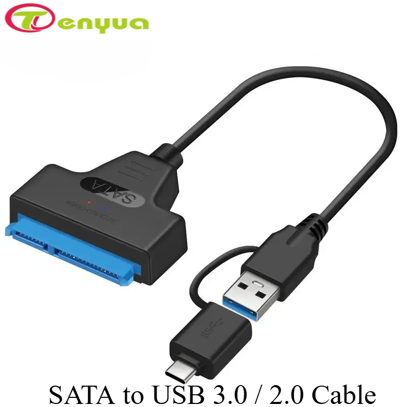Cavo SATA a USB 3.0/2.0 per disco rigido SSD HDD esterno da 2,5 pollici Adattatore SATA 3 a 22 pin Cavo USB 3.0 a SATA III fino a 6 Gbp