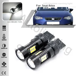 2X Canbus No Error W21W T20 7440 LED DRL Daytime Running Light Bulb For SEAT IBIZA Mk V 2018 2019 2020- w/resistance