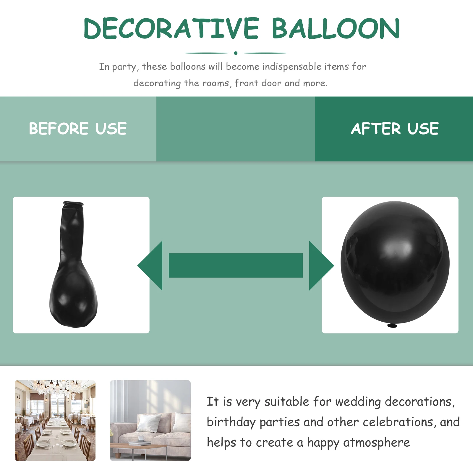 

100pcs Black Latex Balloons 12 Inch Decorative Party Supplies Wedding Birthday Photo Props Scene Balloon Arch