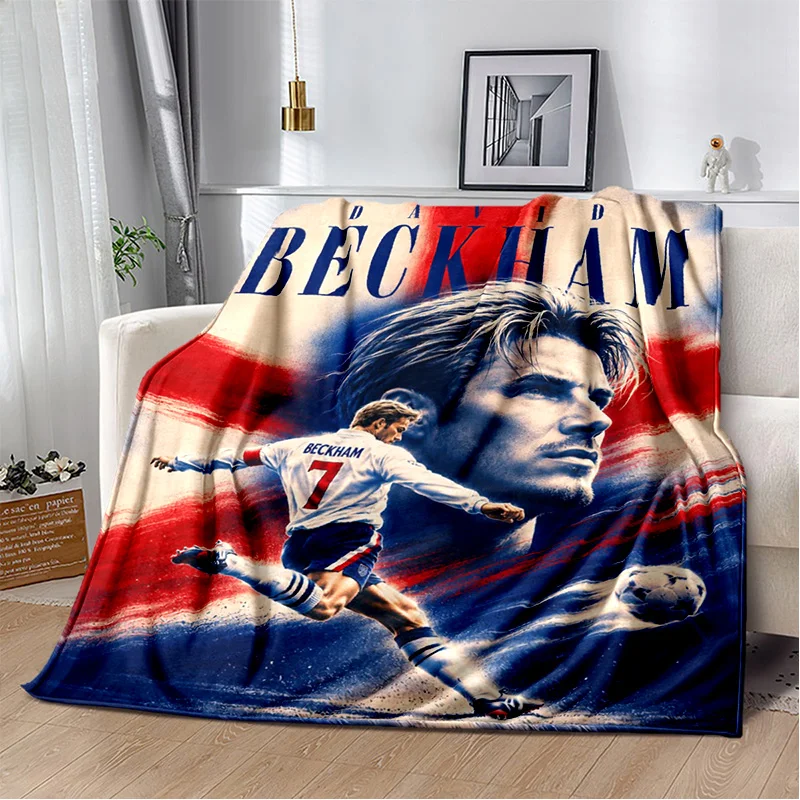 Custom D-David B-Beckham Flannel Blanket Soft Warm Lightweight, Personalized Football Legend Throw Gift for Soccer Fans Sofa Bed