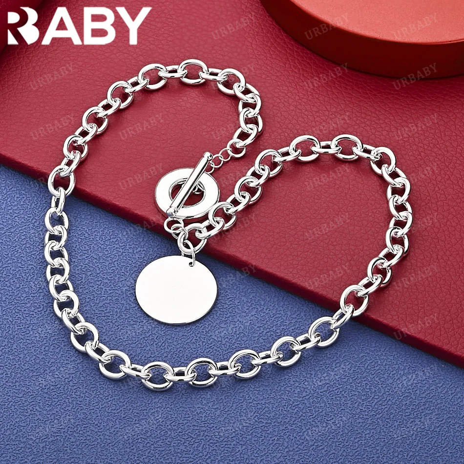 

URBABY 925 Sterling Silver 45cm Round Chain Necklace For Men Charm Trend Birthday Gifts Fashion Party And Daily Wear