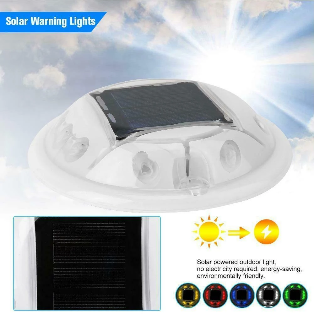 Tachuelas solares para carretera, 10 LED redondas, PC, plástico intermitente, Ojo de Gato, marcador de pavimento parpadeante, muelle de cubierta, luz de piso de paso para carretera