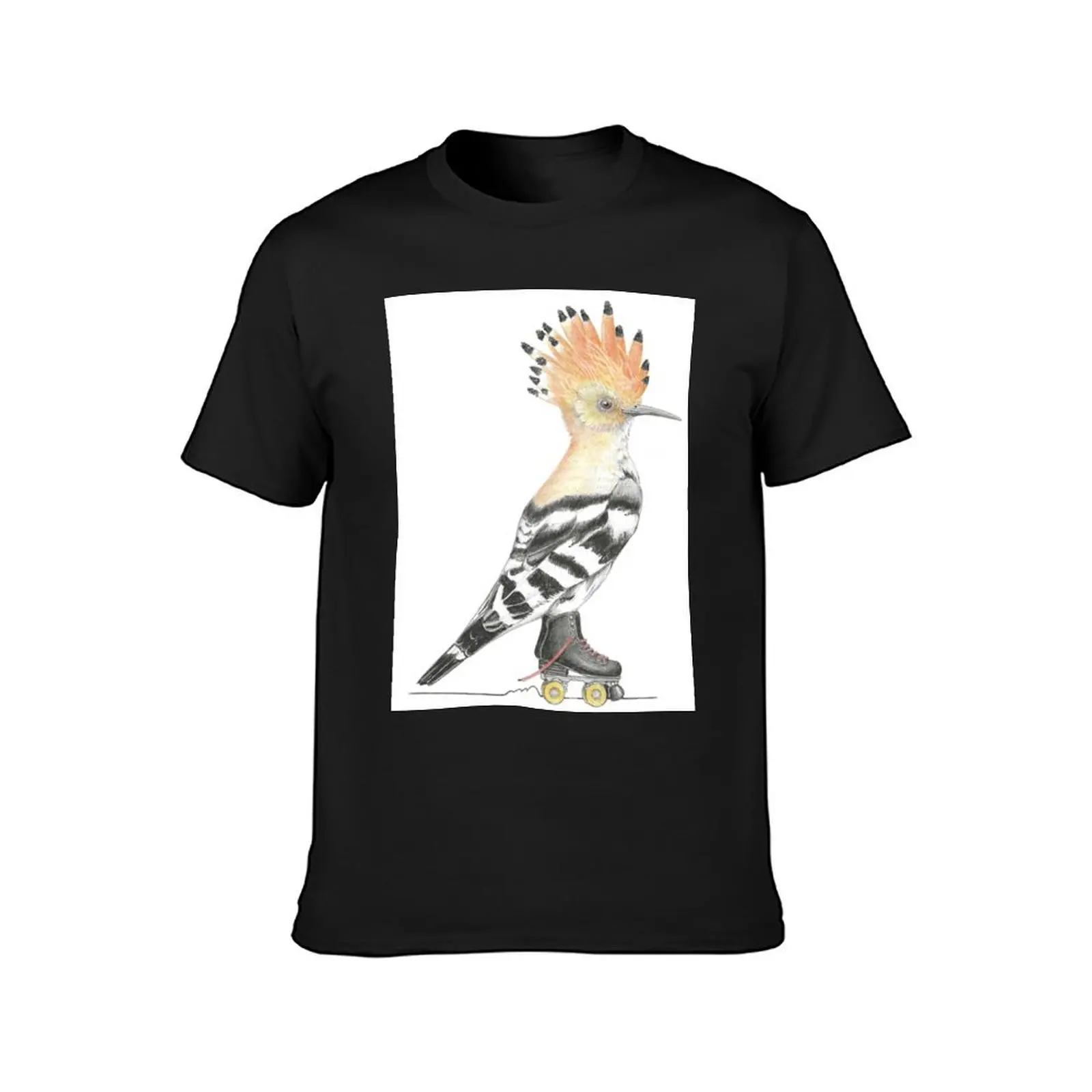 Hoopoe on Roller Skates T-Shirt boys animal print for a boy customs design your own summer tops Men's cotton t-shirt