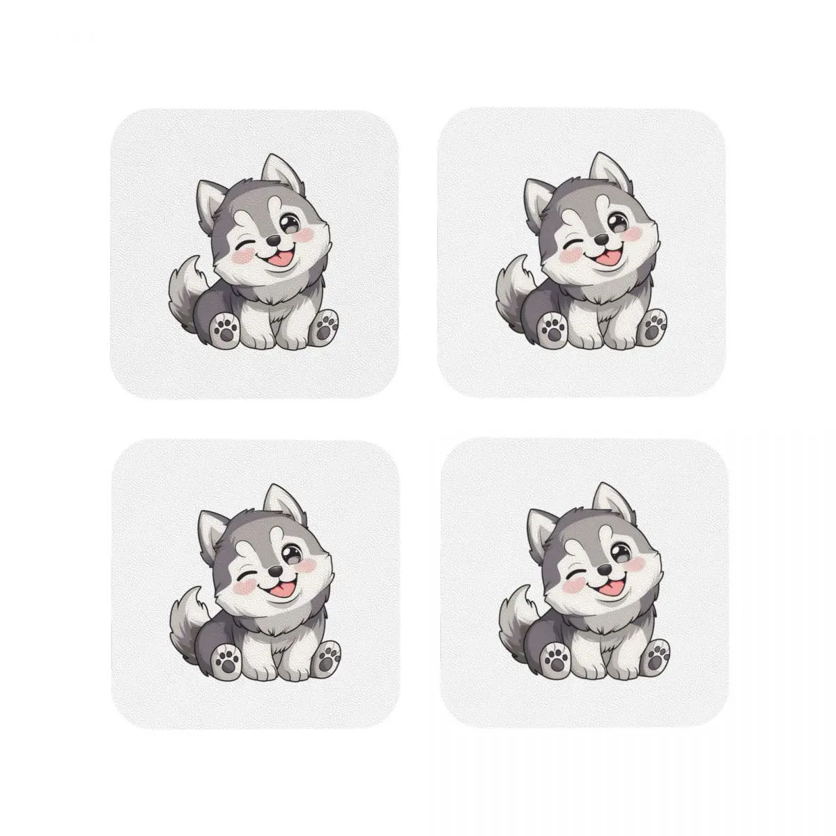 

Милые мягкие подставки Kawaii Husky, кухонные салфетки, нескользящие изоляционные коврики для чашек, кофейные коврики для декора, домашняя посуда, подушечки, набор из 4 шт.