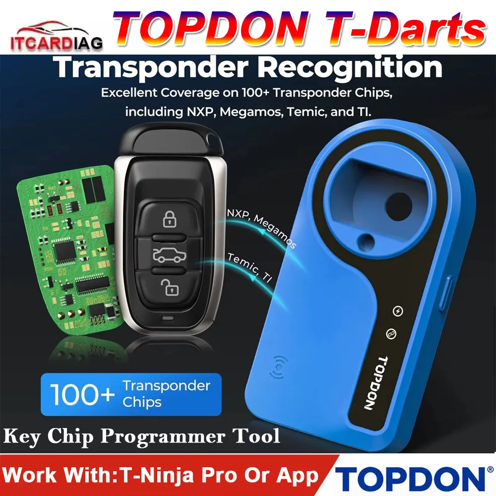 A+ Key Programmer TOPDON T-Darts Supports 100+ Transponder Chips Bluetooth Transponder Remote Tester Tool Key Program Read Write