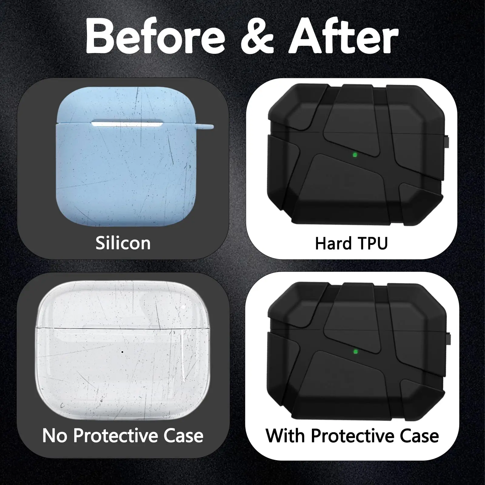 حافظة مدرعة لأجهزة AirPods Pro 3 (2025) مع مجموعة تنظيف سلسلة المفاتيح غطاء حماية من السيليكون لكامل الجسم لهاتف Apple AirPods Pro 3