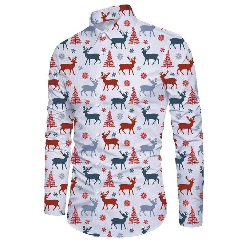 Engraçado papai noel camisa de manga longa padrão de natal impressão 3d camisa das mulheres dos homens moda camisas havaianas festival blusa boneco de neve