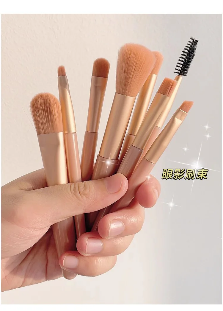 8 mini makeup brushes set Morandi matte soft hair eye shadow brush powder blusher brush beginner beauty tools